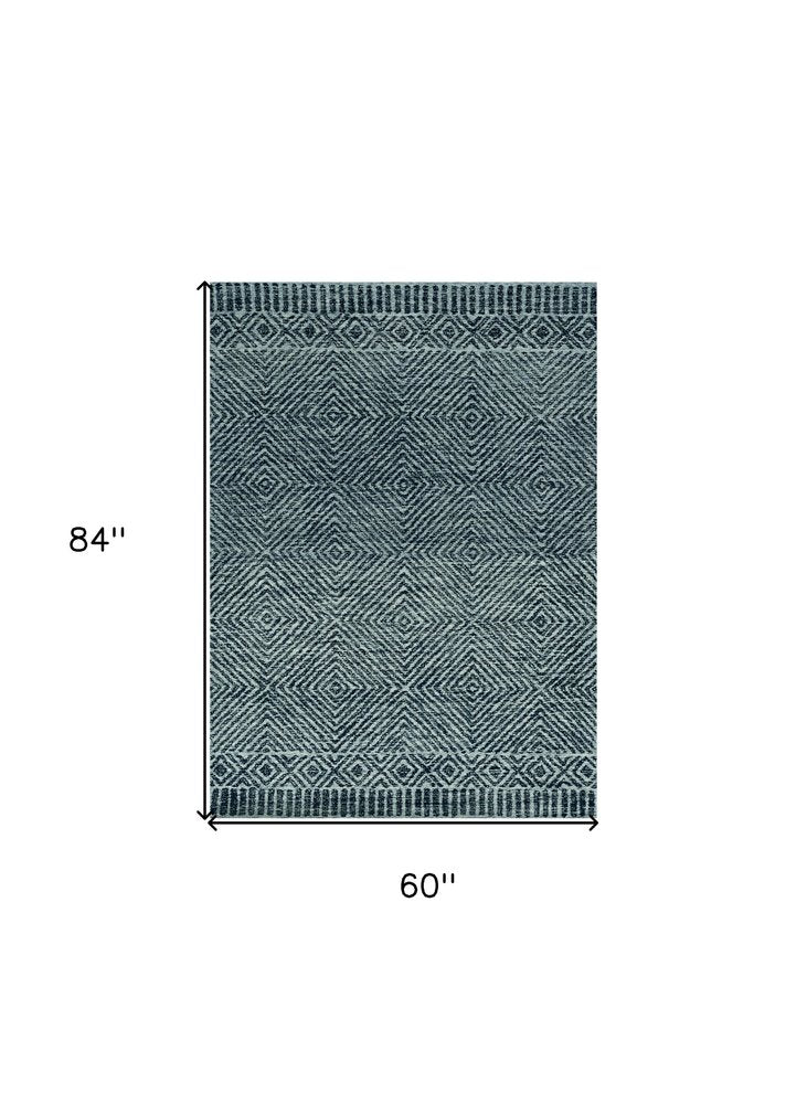 9' X 13' Gray And Black Wool Geometric Hand Tufted Area Rug