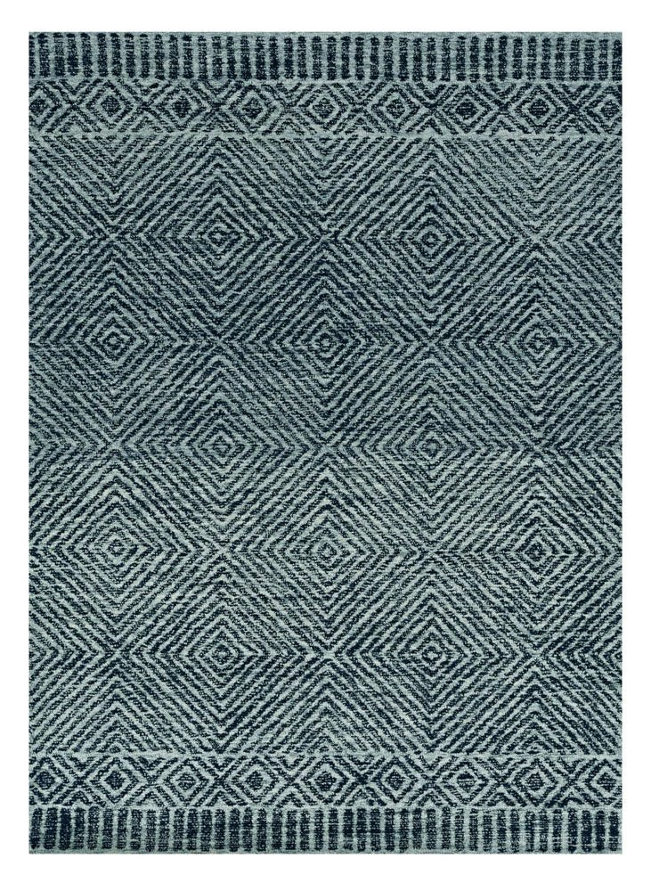 5' X 7' Gray And Black Wool Geometric Hand Tufted Area Rug