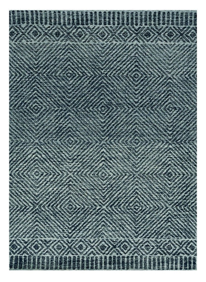 5' X 7' Gray And Black Wool Geometric Hand Tufted Area Rug