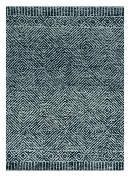 9' X 13' Gray And Black Wool Geometric Hand Tufted Area Rug