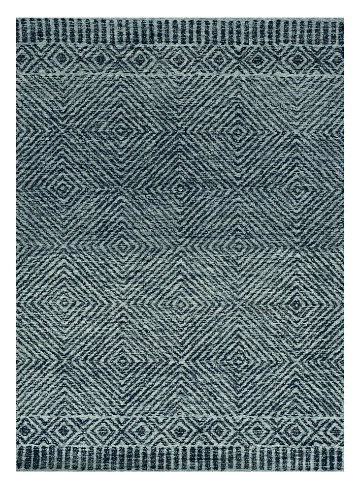 8' X 11' Gray And Black Wool Geometric Hand Tufted Area Rug