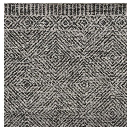 5' X 7' Gray And Black Wool Geometric Hand Tufted Area Rug