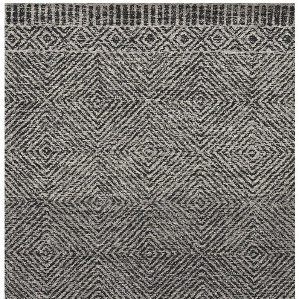 5' X 7' Gray And Black Wool Geometric Hand Tufted Area Rug
