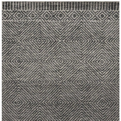 5' X 7' Gray And Black Wool Geometric Hand Tufted Area Rug
