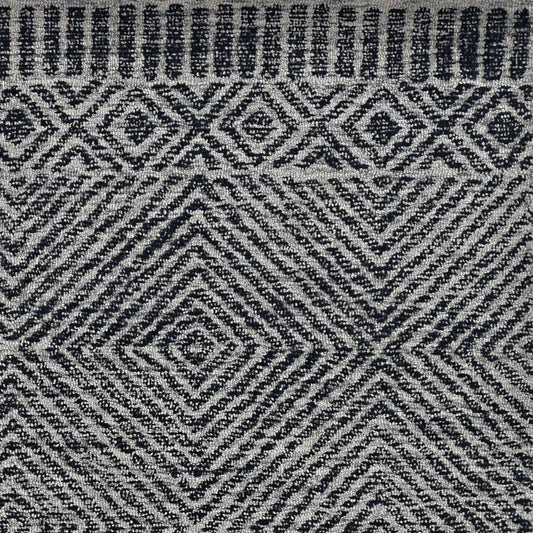 9' X 13' Gray And Black Wool Geometric Hand Tufted Area Rug