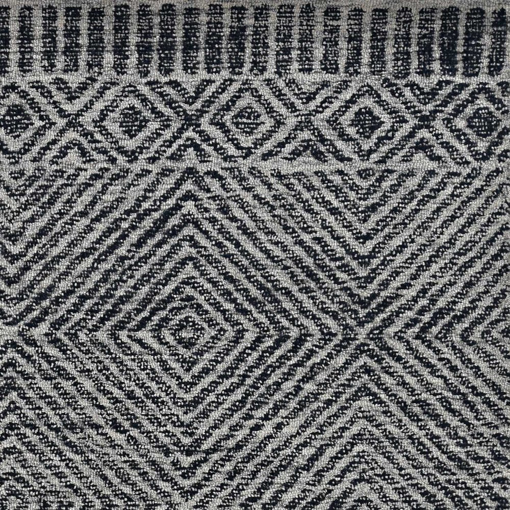 8' X 11' Gray And Black Wool Geometric Hand Tufted Area Rug