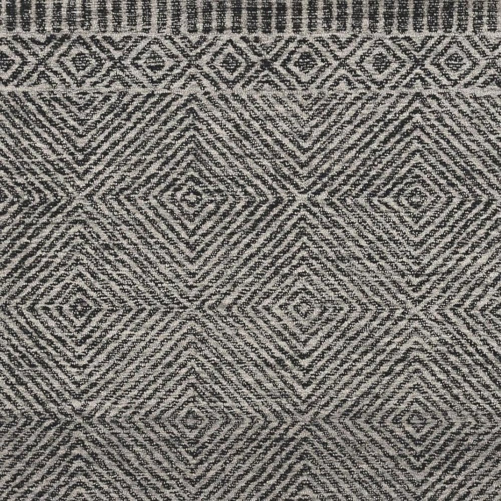 8' X 11' Gray And Black Wool Geometric Hand Tufted Area Rug