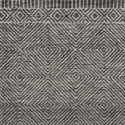 8' X 11' Gray And Black Wool Geometric Hand Tufted Area Rug