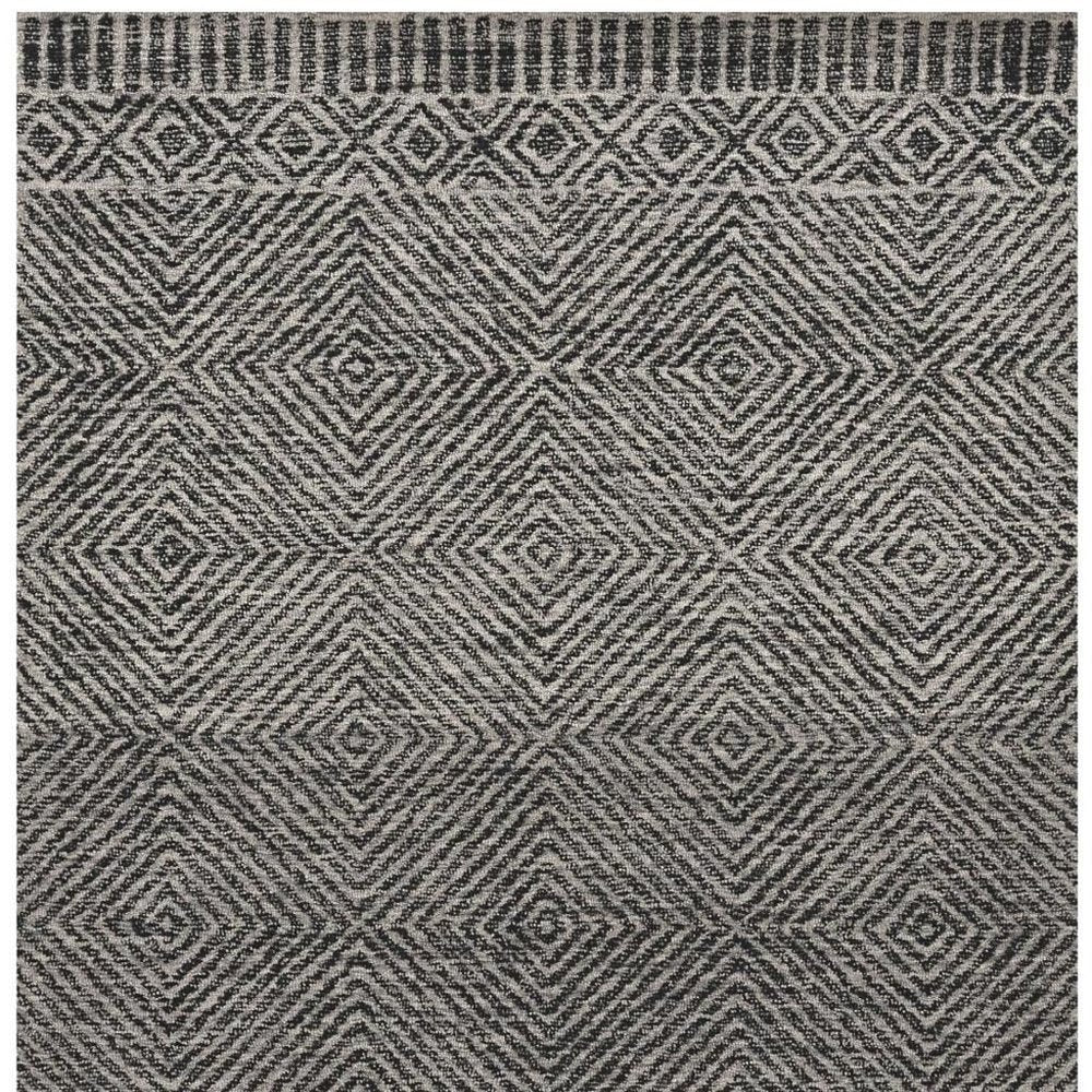 8' X 11' Gray And Black Wool Geometric Hand Tufted Area Rug
