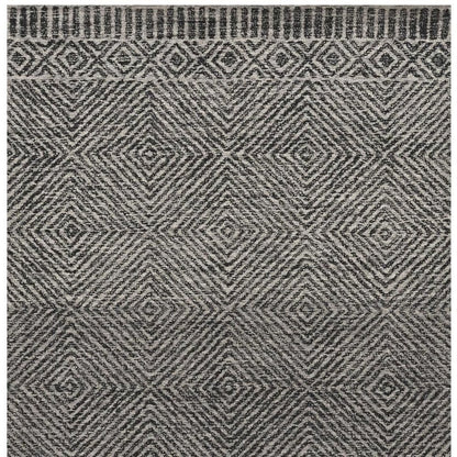 8' X 11' Gray And Black Wool Geometric Hand Tufted Area Rug