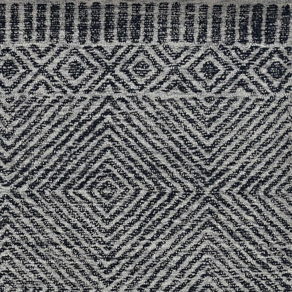 5' X 7' Gray And Black Wool Geometric Hand Tufted Area Rug