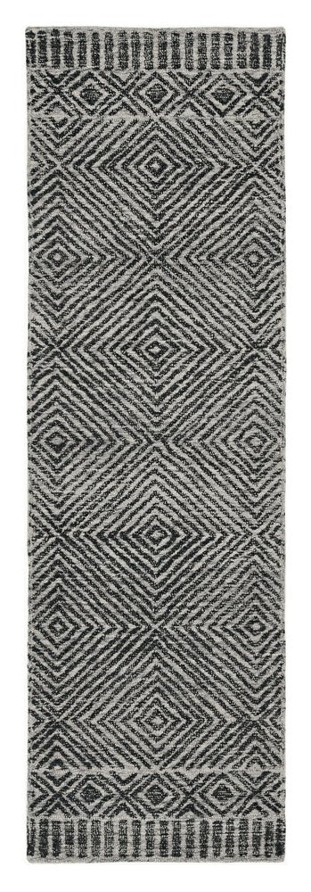 8' X 11' Gray And Black Wool Geometric Hand Tufted Area Rug