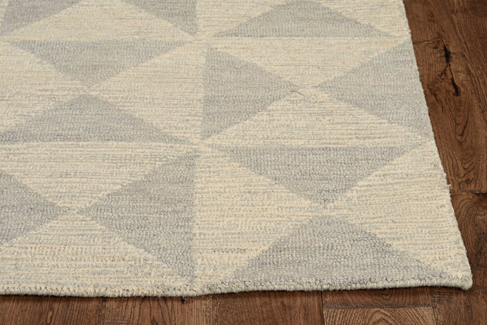 5' X 7' Gray And Light Gray Wool Geometric Hand Tufted Area Rug