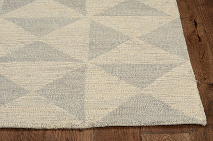 5' X 7' Gray And Light Gray Wool Geometric Hand Tufted Area Rug