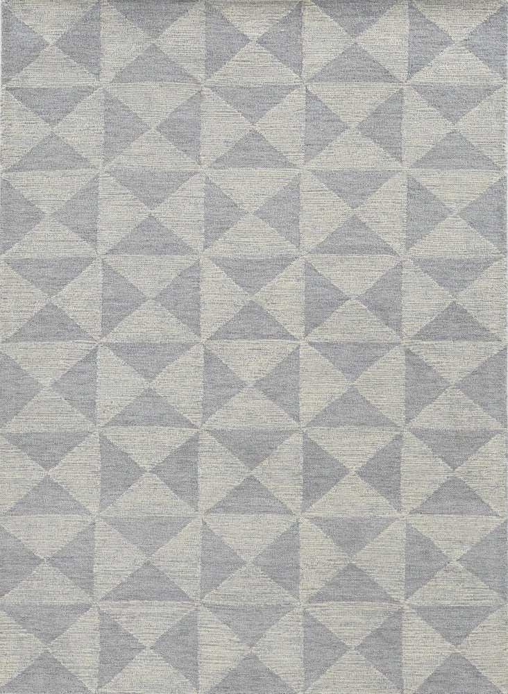 8' Gray And Light Gray Wool Geometric Hand Tufted Runner Rug