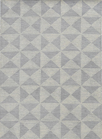 8' Gray And Light Gray Wool Geometric Hand Tufted Runner Rug