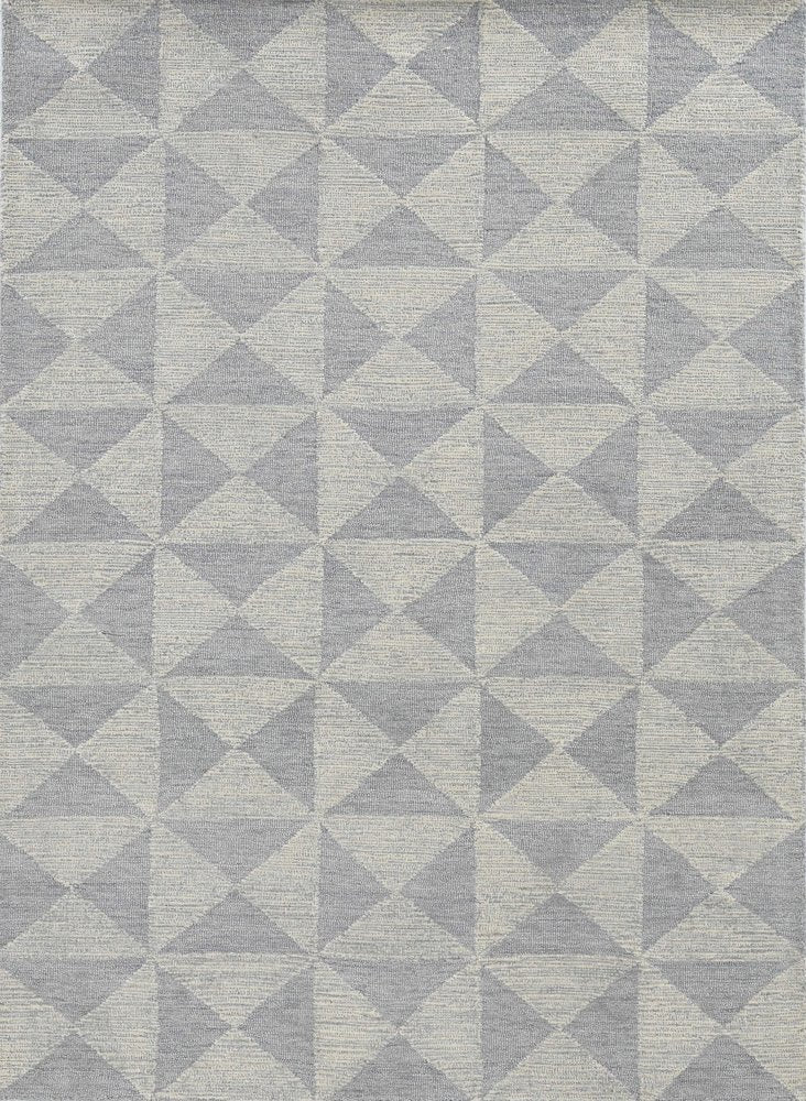 5' X 7' Gray And Light Gray Wool Geometric Hand Tufted Area Rug