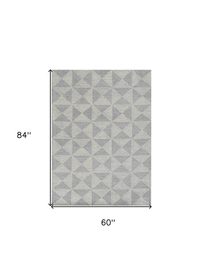 8' Gray And Light Gray Wool Geometric Hand Tufted Runner Rug