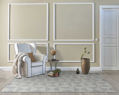 5' X 7' Gray And Light Gray Wool Geometric Hand Tufted Area Rug