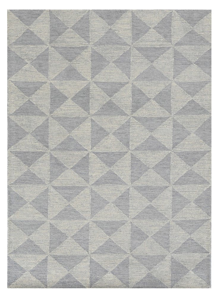 5' X 7' Gray And Light Gray Wool Geometric Hand Tufted Area Rug