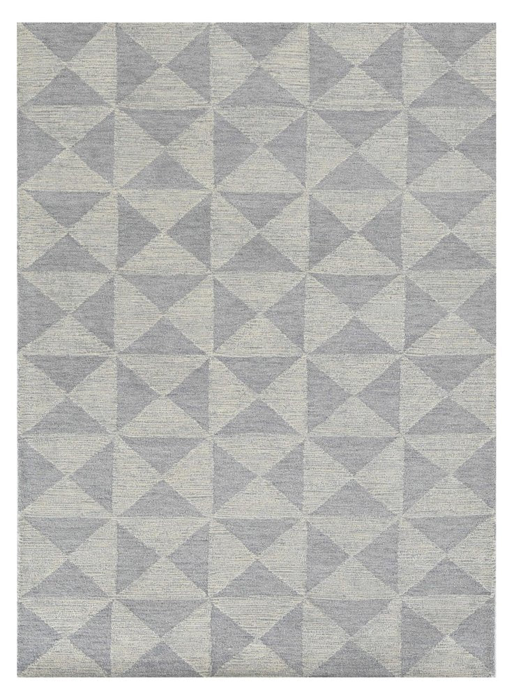 8' Gray And Light Gray Wool Geometric Hand Tufted Runner Rug