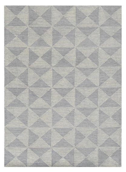 8' Gray And Light Gray Wool Geometric Hand Tufted Runner Rug