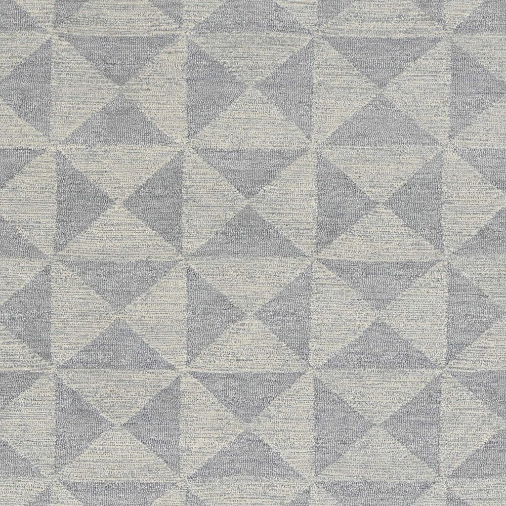 5' X 7' Gray And Light Gray Wool Geometric Hand Tufted Area Rug