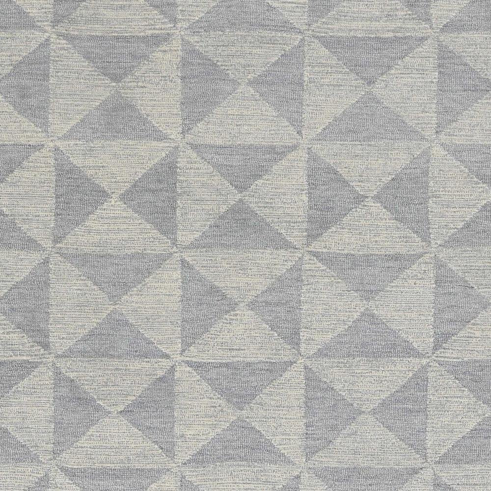 8' Gray And Light Gray Wool Geometric Hand Tufted Runner Rug