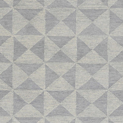 8' Gray And Light Gray Wool Geometric Hand Tufted Runner Rug