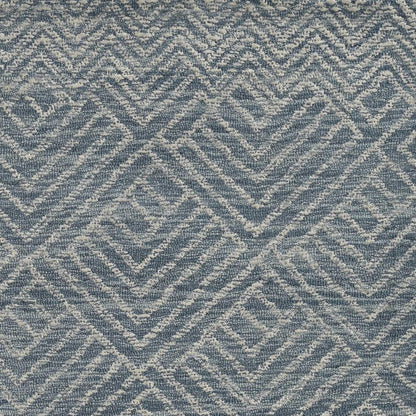 8' Denim Blue And Gray Wool Geometric Hand Tufted Runner Rug