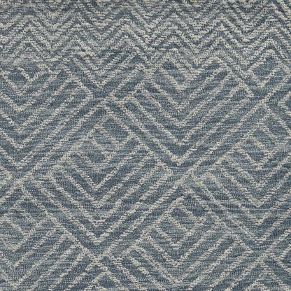 5' X 7' Denim Blue And Gray Wool Geometric Hand Tufted Area Rug