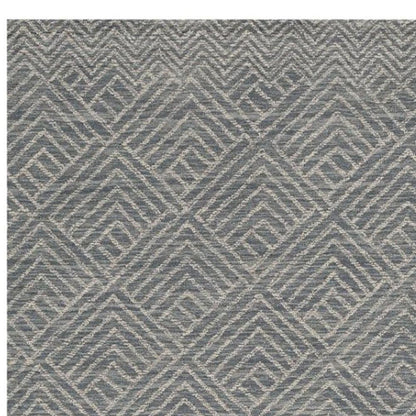 8' Denim Blue And Gray Wool Geometric Hand Tufted Runner Rug