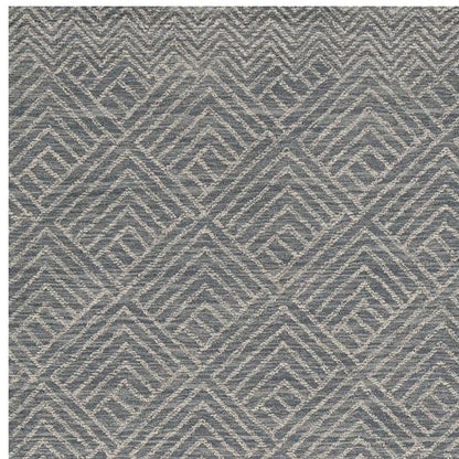 8' Denim Blue And Gray Wool Geometric Hand Tufted Runner Rug