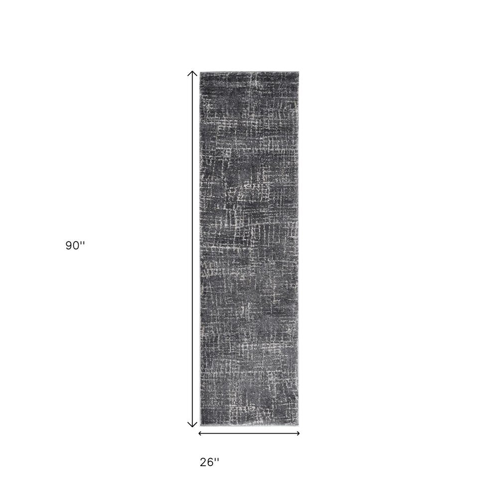 9' X 13' Gray And Dark Gray Abstract Distressed Area Rug