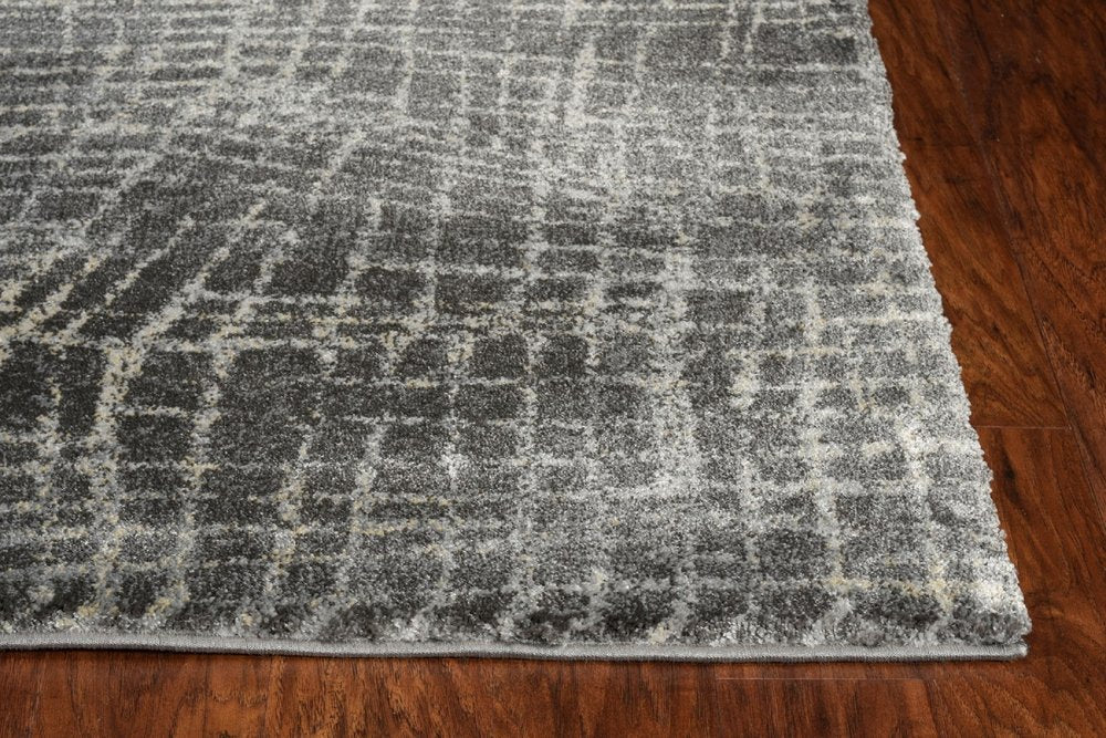 9' X 13' Gray And Dark Gray Abstract Distressed Area Rug