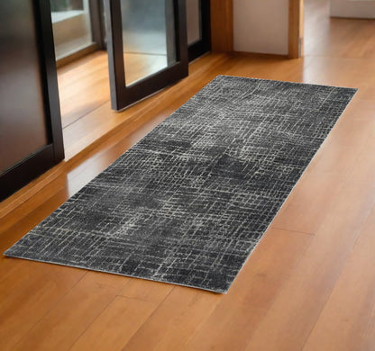 9' X 13' Gray And Dark Gray Abstract Distressed Area Rug