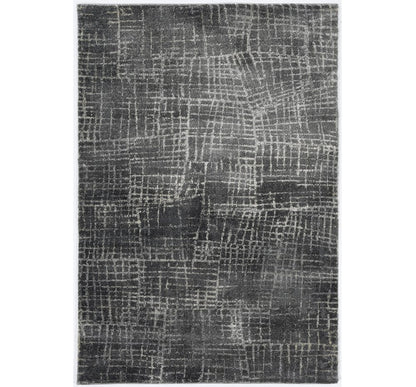 9' X 13' Gray And Dark Gray Abstract Distressed Area Rug
