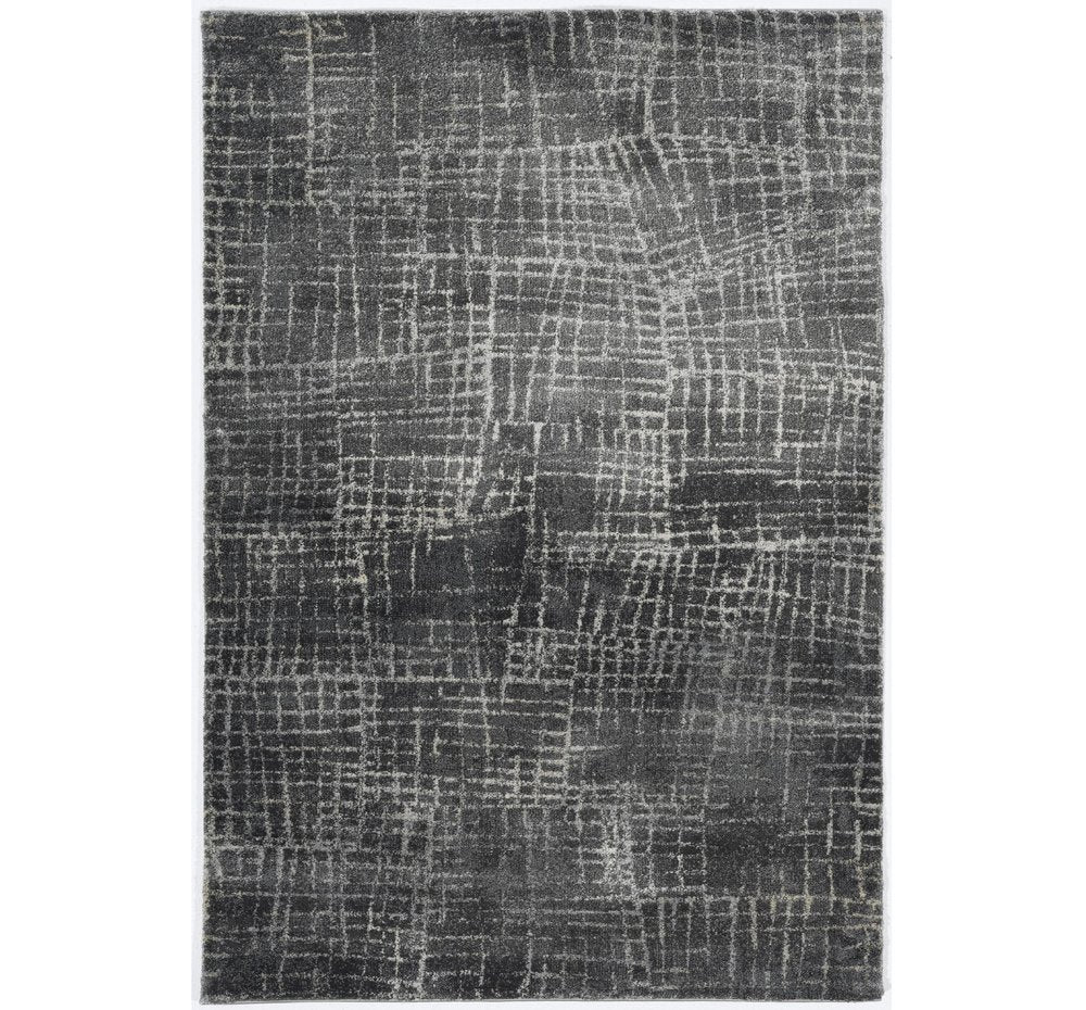 9' X 13' Gray And Dark Gray Abstract Distressed Area Rug