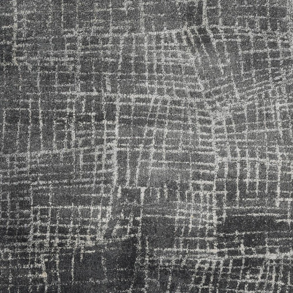 9' X 13' Gray And Dark Gray Abstract Distressed Area Rug