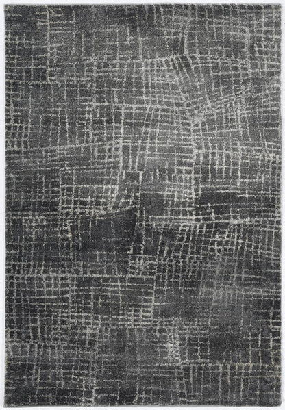 9' X 13' Gray And Dark Gray Abstract Distressed Area Rug