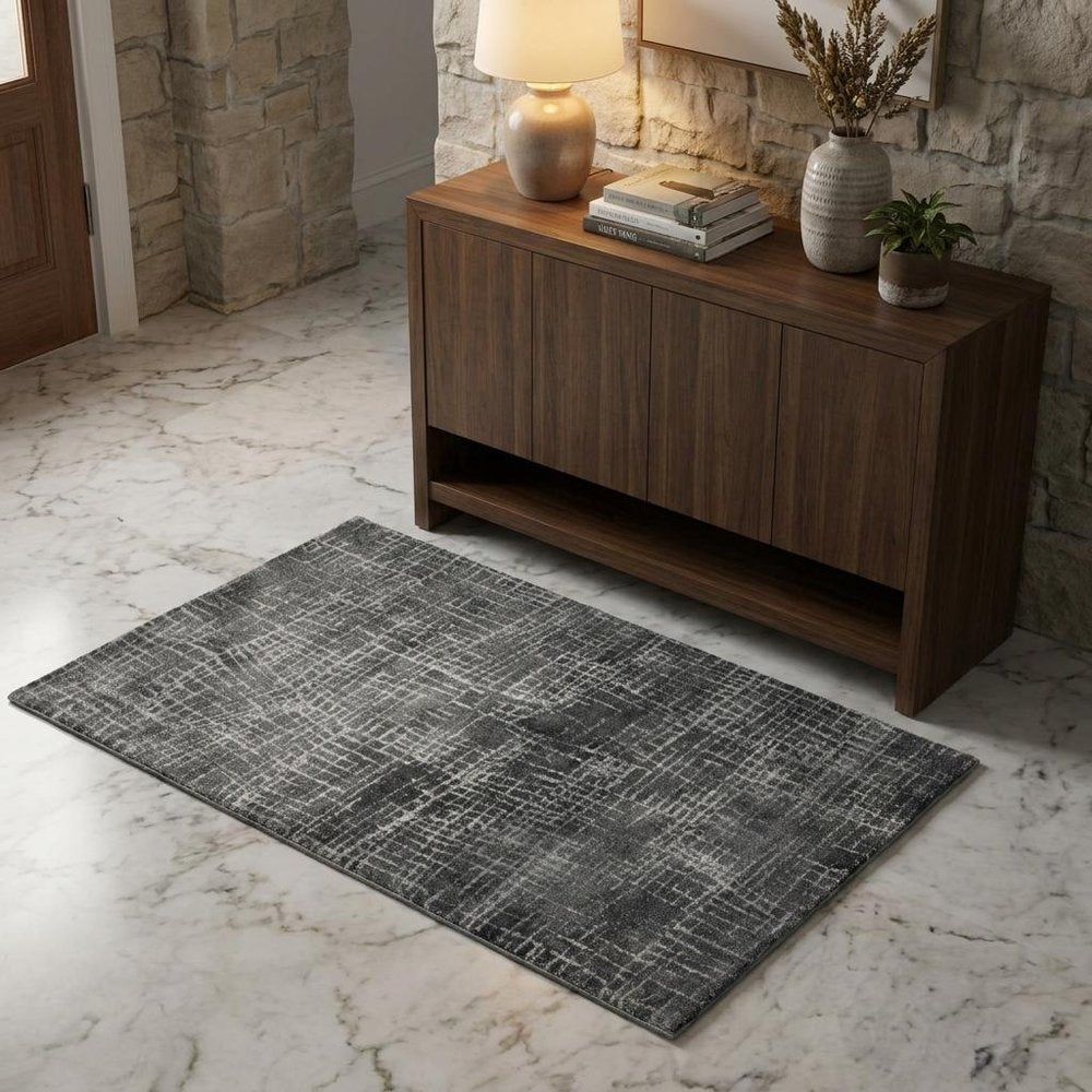 3' X 5' Gray And Dark Gray Abstract Area Rug