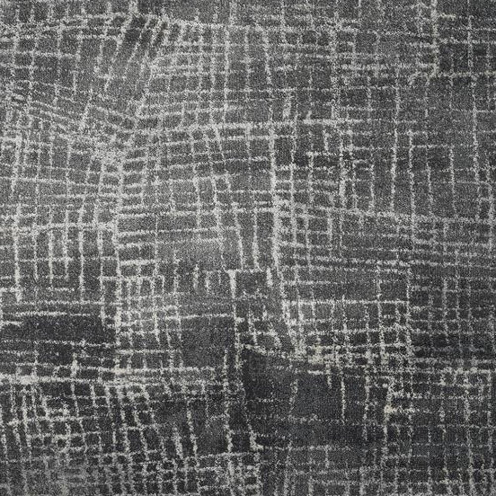 9' X 13' Gray And Dark Gray Abstract Distressed Area Rug