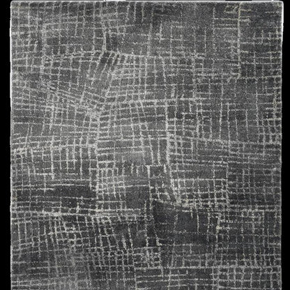 9' X 13' Gray And Dark Gray Abstract Distressed Area Rug