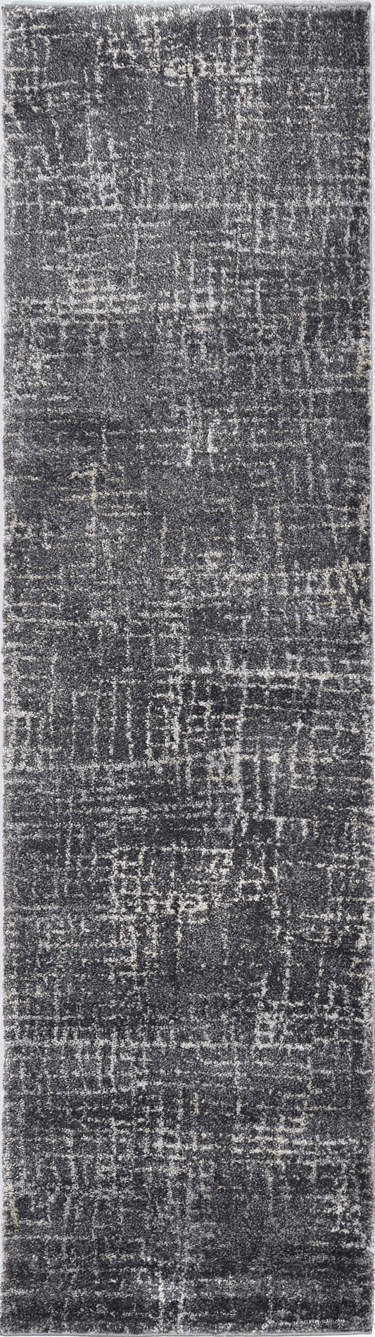 2' X 7' Grey Abstract Lines Runner Rug