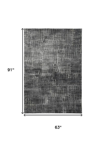 9' X 13' Gray And Dark Gray Abstract Distressed Area Rug