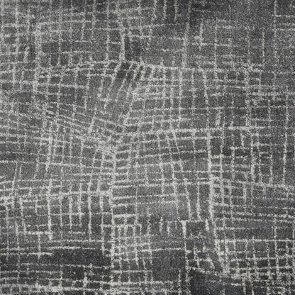 9' X 13' Gray And Dark Gray Abstract Distressed Area Rug