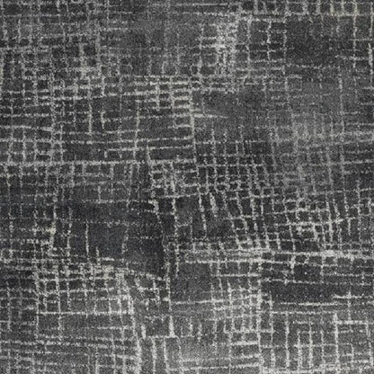 9' X 13' Gray And Dark Gray Abstract Distressed Area Rug