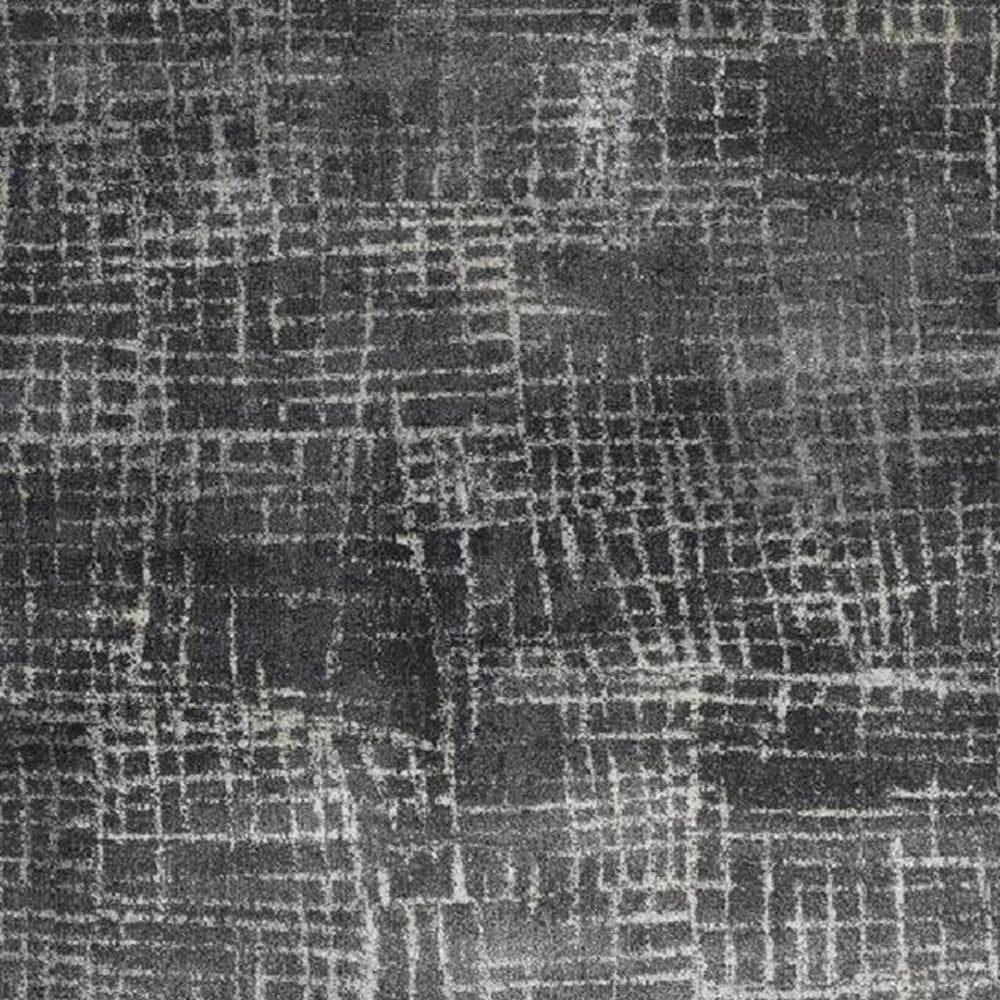 9' X 13' Gray And Dark Gray Abstract Distressed Area Rug
