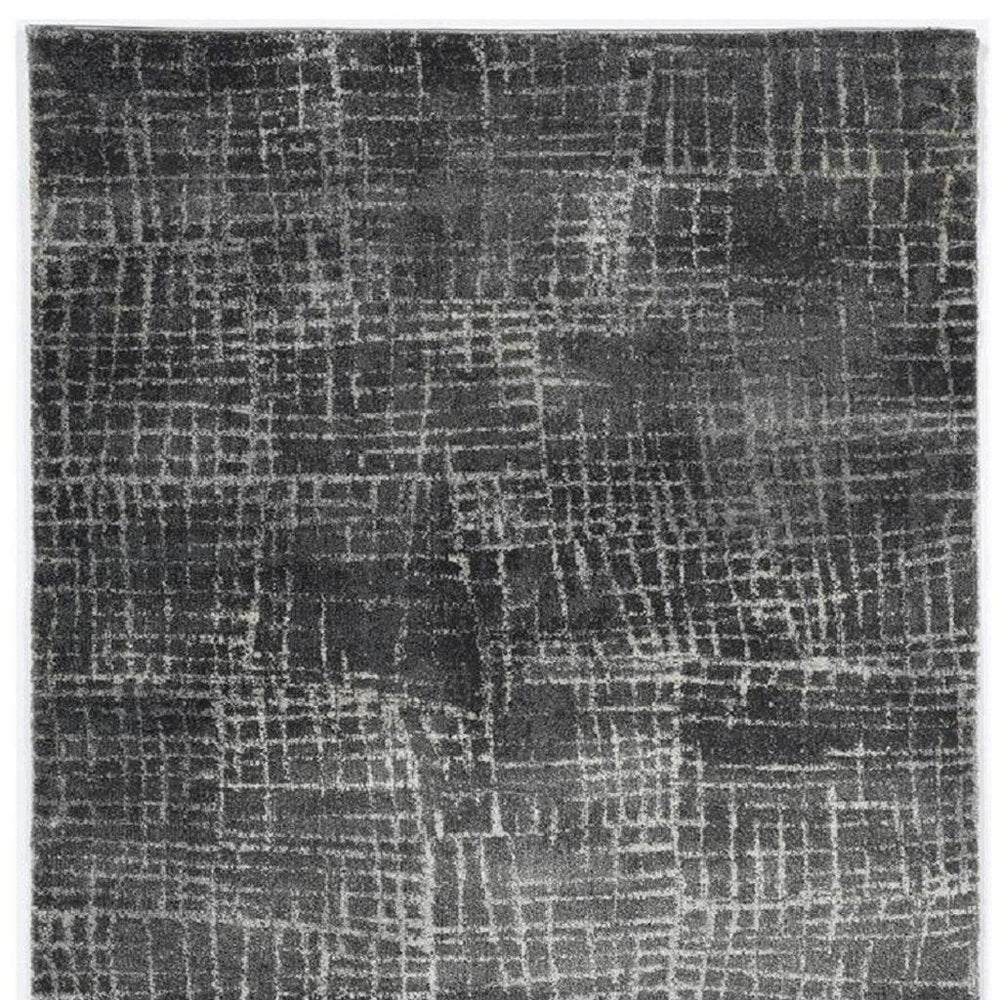 9' X 13' Gray And Dark Gray Abstract Distressed Area Rug