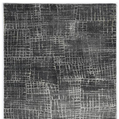 9' X 13' Gray And Dark Gray Abstract Distressed Area Rug